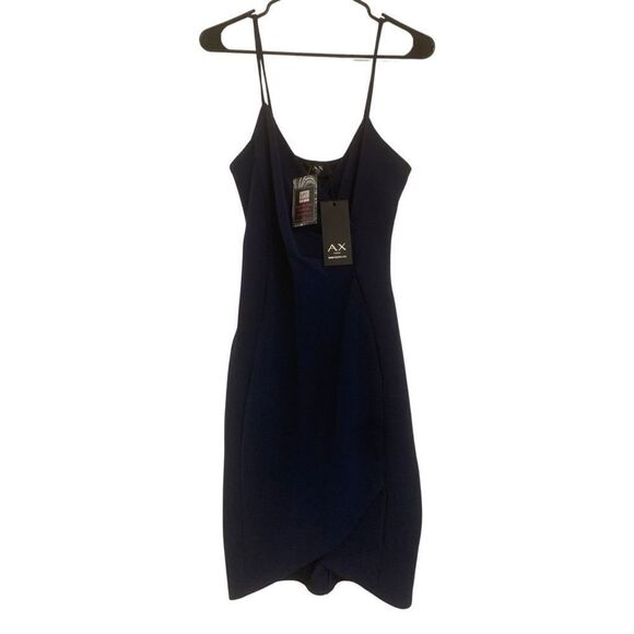 Navy Blue Drape Dress - Picture 1 of 4